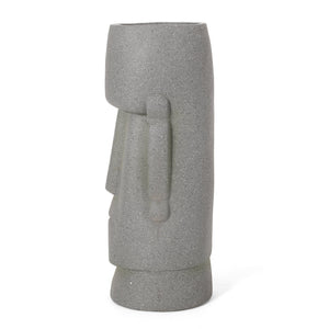 Stone Gray Flower Planter with Textured Cast Stone Finish - Tall