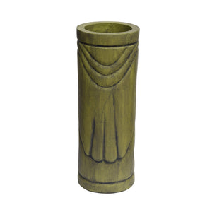 Stone Statue Urn Planter with Tiki Face Design - Antique Green