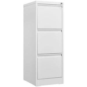 Durable Metal 3 Drawer File Cabinet with Lock – Black or White