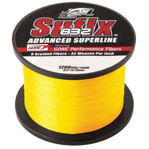 Sufix 832 Advanced Superline Braid - 10lb - Hi-Vis Yellow - 1200 yds - TRAPSKI