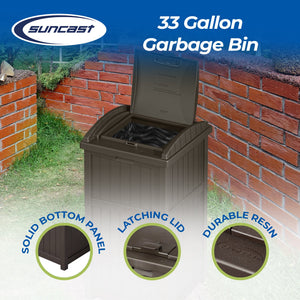 Suncast Trash Hideaway Outdoor Patio 33 Gal Garbage Waste Trash Can Bin (6 Pack)