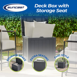 Suncast 22 Gal Outdoor Patio Small Deck Box w/Storage Seat, Cyberspace (4 Pack)