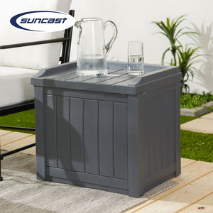 Suncast 22 Gallon Outdoor Patio Small Deck Box with Storage Seat, Cyberspace - TRAPSKI