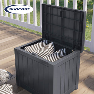 Suncast 22 Gal Outdoor Patio Small Deck Box w/Storage Seat, Cyberspace (3 Pack)
