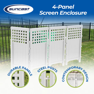 Suncast 4 Panel Wicker Screen Enclosure, Java & Outdoor 4-Panel Fence, White