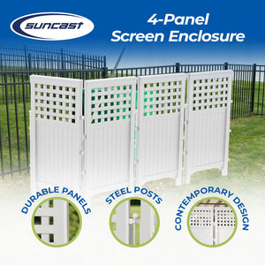 Suncast 4 Panel Wicker Screen Enclosure, Java & Outdoor 4-Panel Fence, White