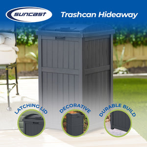 Suncast 22 Gallon Outdoor Small Deck Box & 30 Gallon Trash Waste Bin, Cyberspace - TRAPSKI