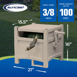 Suncast CPLPHH100D Hideaway 100' Resin Garden Hose Reel for 5/8" Hoses, Taupe