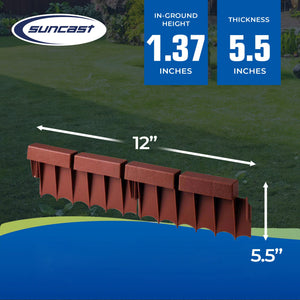 Suncast BBE10TC 12 Inch Section, Interlocking Brick Resin Border Edging, 10 Pack