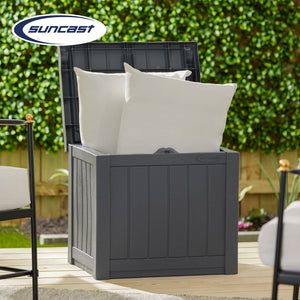 Suncast 22 Gallon Outdoor Small Deck Box & 30 Gallon Trash Waste Bin, Cyberspace - TRAPSKI