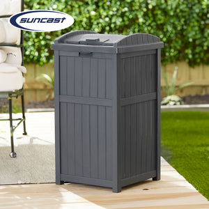 Suncast 22 Gallon Outdoor Small Deck Box & 30 Gallon Trash Waste Bin, Cyberspace - TRAPSKI