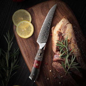 Supreme VG10 8-Pc Professional Chef Knife Set with Stained Olive Wood Handle & Sheath - TRAPSKI