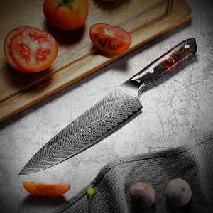 Supreme VG10 8-Pc Professional Chef Knife Set with Stained Olive Wood Handle & Sheath - TRAPSKI