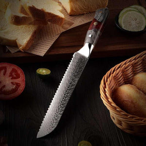 Supreme VG10 8-Pc Professional Chef Knife Set with Stained Olive Wood Handle & Sheath - TRAPSKI