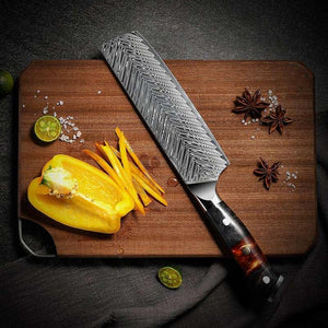 Supreme VG10 8-Pc Professional Chef Knife Set with Stained Olive Wood Handle & Sheath - TRAPSKI
