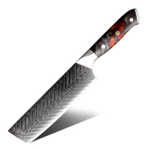 Supreme VG10 8-Pc Professional Chef Knife Set with Stained Olive Wood Handle & Sheath - TRAPSKI