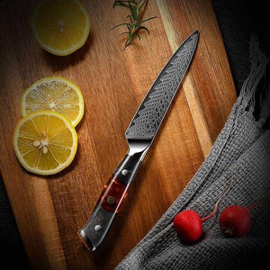 Supreme VG10 8-Pc Professional Chef Knife Set with Stained Olive Wood Handle & Sheath - TRAPSKI