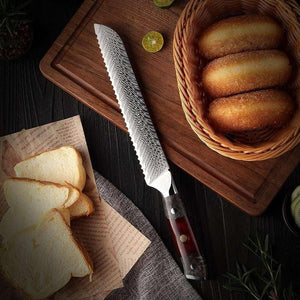 Supreme VG10 8-Pc Professional Chef Knife Set with Stained Olive Wood Handle & Sheath - TRAPSKI