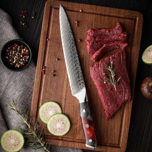 Supreme VG10 8-Pc Professional Chef Knife Set with Stained Olive Wood Handle & Sheath - TRAPSKI