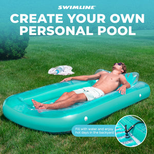Swimline Original Inflatable Suntan Tub Lounge Float with Adjustable Shade, Mint