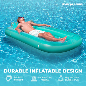 Swimline Original Inflatable Suntan Tub Lounge Float with Adjustable Shade, Mint