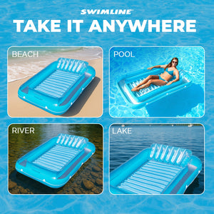 Swimline Original Suntan Tub Relaxing Outdoor Cushioned Water Lounge Float, Blue