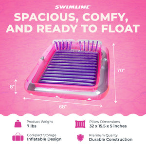Swimline Original XL Suntan Tub Relaxing Outdoor Water Lounge Float, Pink/Purple