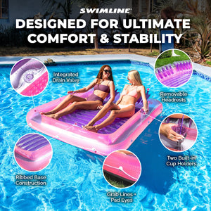 Swimline Original XL Suntan Tub Relaxing Outdoor Water Lounge Float, Pink/Purple