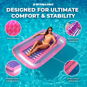 Swimline 71" Swimming Pool Inflatable Suntan Lounge Water Raft Float (4 Pack)