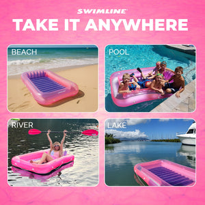 Swimline Classic Edition Inflatable Suntan Tub Floating Pool Hybrid Lounge, Pink