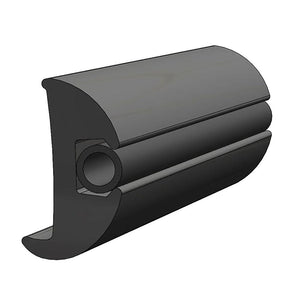 TACO Flexible Vinyl Black Rub Rail 1-1/16" x 1-7/8" 50L - TRAPSKI