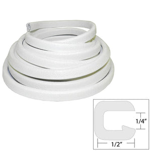 TACO Flexible Vinyl Trim - 1/4" Opening x 1/2"W x 25'L - White - TRAPSKI