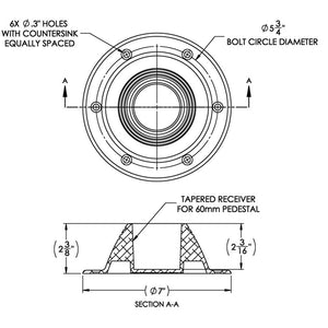 TACO Table Support - Surface Mount - Fits 2-3/8" Pedestals - TRAPSKI