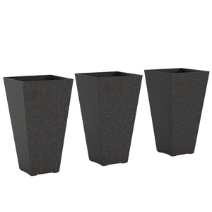 Tall Marble Look Flower Planters with Drainage - Set of 3