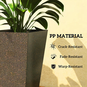 Tall Marble Look Flower Planters with Drainage - Set of 3