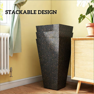 Tall Marble Look Flower Planters with Drainage - Set of 3