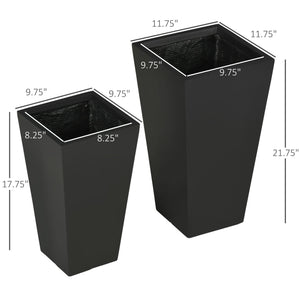 Tall Plant Pot 2-Pack Outdoor Planter Set with Drainage Holes - Stone-Like Finish