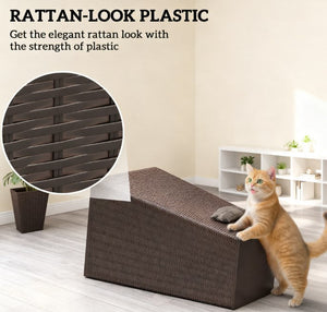 Tall Rattan-Style Outdoor Flower Plant Pots with Drainage Holes - Brown, Set of 3