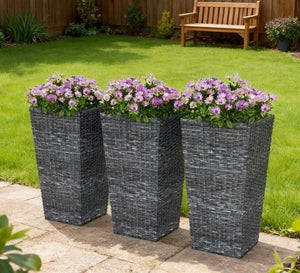 Taper Planters Set of 3 with Drainage Holes for Indoor and Outdoor