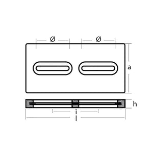 Tecnoseal Rectangular Zinc Plate Anode w/Inserts - 12" x 6" x 1" - TRAPSKI