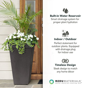 Tierra Verde 2 Pack Indoor Outdoor Self Watering Planter, Symphony, 15"W x 28"H
