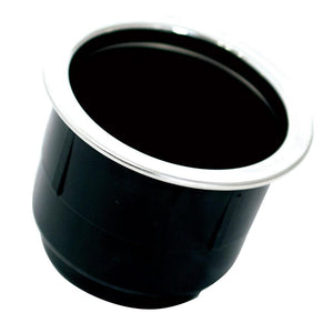 Tigress Black Plastic Cup Holder Insert w/SS Ring On Top - TRAPSKI