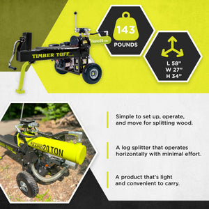 Timber Tuff Gas Powered 20 Ton Log Splitter, Machine for Cutting Firewood, 7 HP - TRAPSKI
