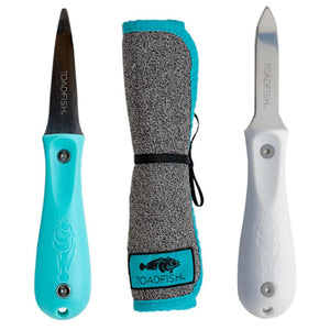 Toadfish Shuckers Bundle - Put Em Back Oyster Knife, Professional Oyster Knife Cut-Proof Shucking Cloth - TRAPSKI