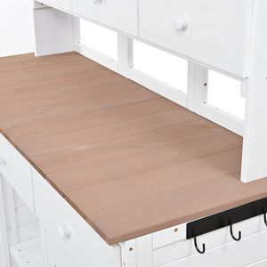 65.7" Tall Garden Potting Bench Table with Hutch - Fir Wood