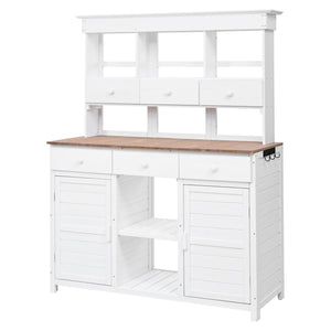 65.7" Tall Garden Potting Bench Table with Hutch - Fir Wood