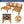 Outdoor Wood Sectional Patio Sofa Set with Blue Cushions - 5-Piece