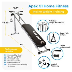 Total Gym APEX G1 Home Fitness Incline Weight Training with 6 Resistance Levels