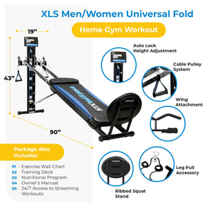 Total Gym XLS Men/Women Universal Fold Home Gym Machine Plus Accessories