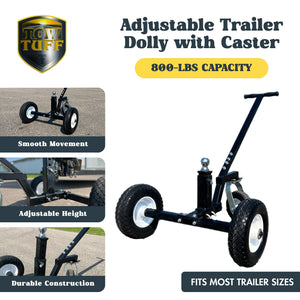 Tow Tuff TMD-800C2 Adjustable Solid Steel 800lb Capacity Trailer Dolly w/Caster